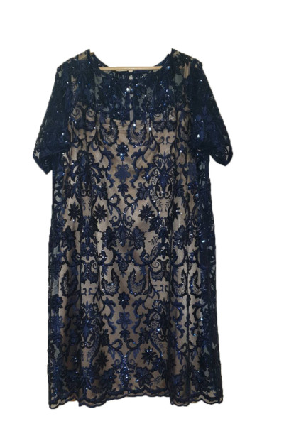 SIDERATI  μπλε φόρεμα με δαντέλα σετ F8037